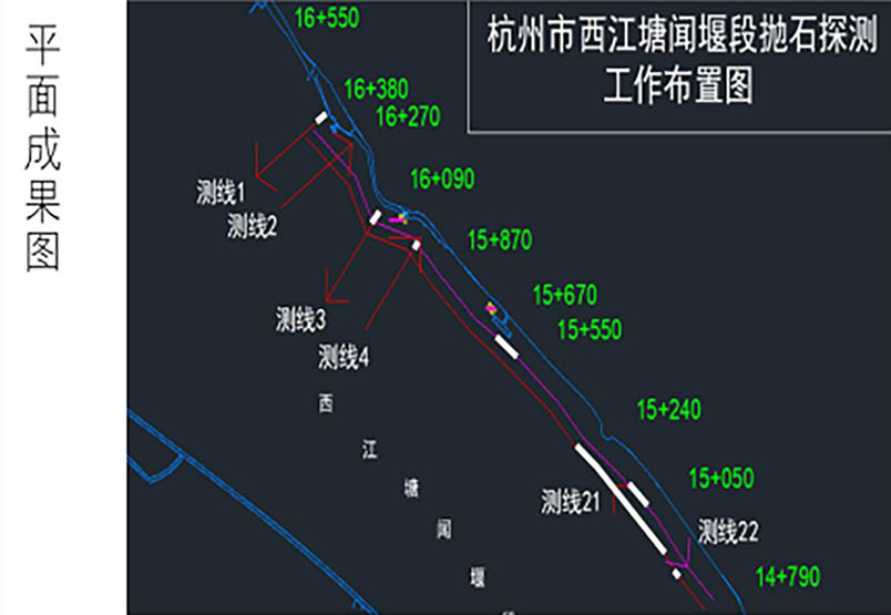 杭州西塘圍堰拋石探測
